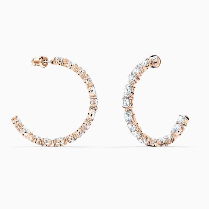 ORECCHINI A CERCHIO TENNIS DELUXE MIXED, BIANCO, PLACCATO COLOR ORO ROSA