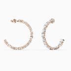 ORECCHINI A CERCHIO TENNIS DELUXE MIXED, BIANCO, PLACCATO COLOR ORO ROSA