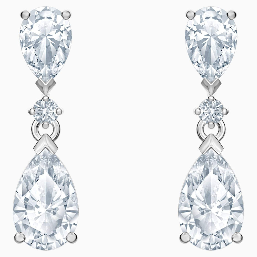 ORECCHINI A GOCCIA A BUCO ATTRACT, BIANCO, PLACCATURA RODIO