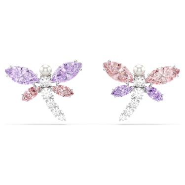 Orecchini a lobo Ariana Grande x Swarovski Taglio misto Libellula Multicolore Placcato rodio - ORECCHINI