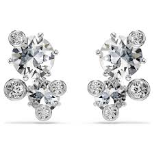 Orecchini a lobo Constella Taglio Round Bianchi Placcato rodio - ORECCHINI