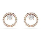 Orecchini a lobo Constella Taglio Round, Bianchi, Placcato rodio Oro rosato