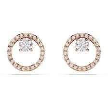 Orecchini a lobo Constella Taglio Round, Bianchi, Placcato rodio Oro rosato
