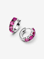Orecchini Cerchi Cristalli Rosa Scuro Argento Sterling 925 - ORECCHINI