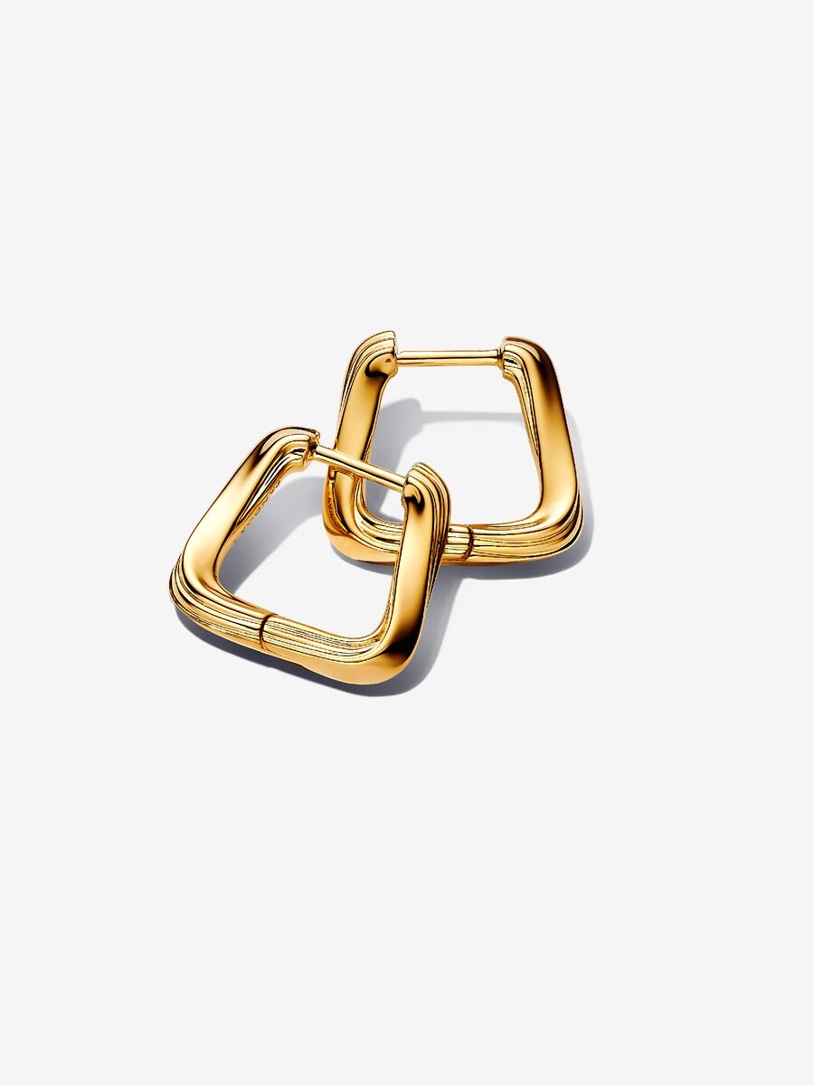 Orecchini Cerchi Squadrati Linea Avvolgente Placcatura in Oro 14k - ORECCHINI