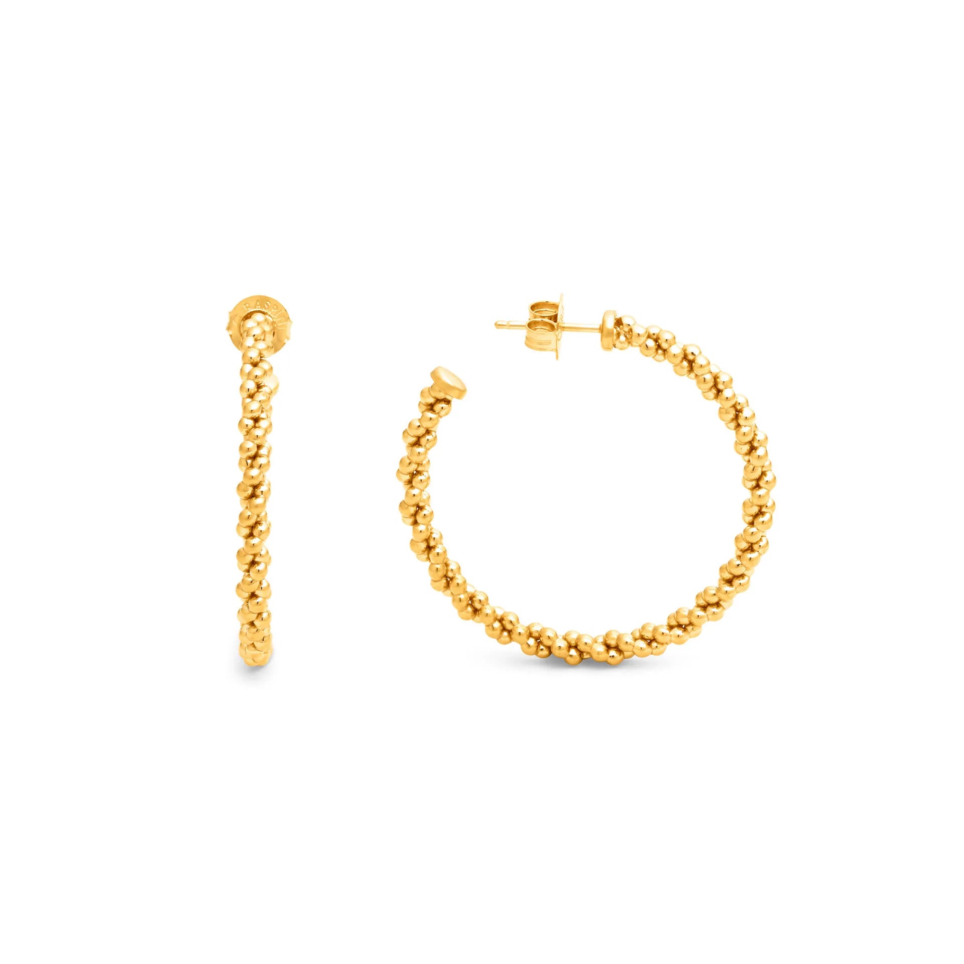 Orecchini Cerchio Treccia Grandi Dorati - ORECCHINI