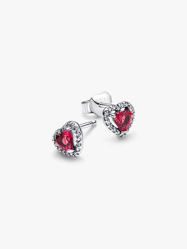 Orecchini Cuori in Rilievo Rossi Argento Sterling 925 - ORECCHINI