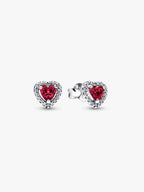 Orecchini Cuori in Rilievo Rossi Argento Sterling 925 - ORECCHINI
