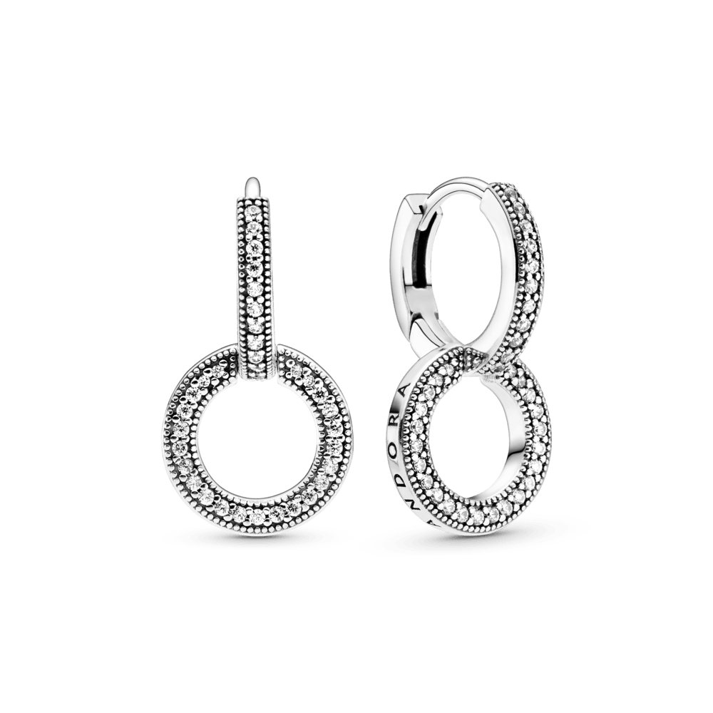 Orecchini Doppi Cerchi Pendenti