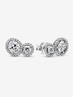 Orecchini Doppia Pietra Luminosa Argento Sterling 925 - ORECCHINI