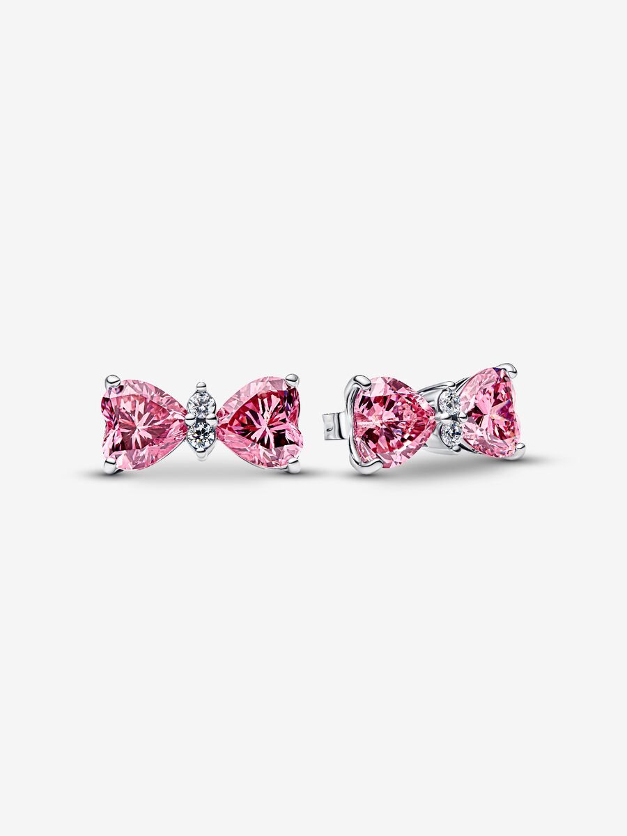 Orecchini Fiocco Luminoso Rosa Grande Argento Sterling 925 - ORECCHINI