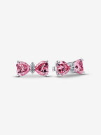 Orecchini Fiocco Luminoso Rosa Grande Argento Sterling 925 - ORECCHINI