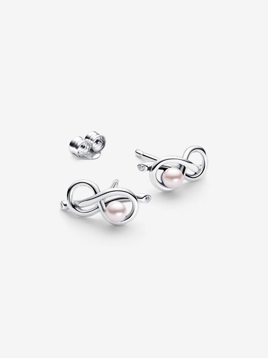 Orecchini Legame infinito con Perla Rosa Artificiale Argento Sterling 925 - ORECCHINI