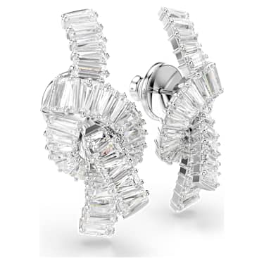 Orecchini Matrix Taglio baguette Nodo Bianchi Placcato rodio - ORECCHINI