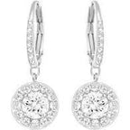 Orecchini pendenti Angelic Taglio tondo, Bianchi, Placcato rodio