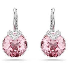 Orecchini pendenti Bella V Taglio Round Rosa Placcato rodio