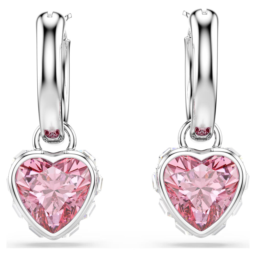 Orecchini pendenti Chroma Cuore, Rosa, Placcato rodio