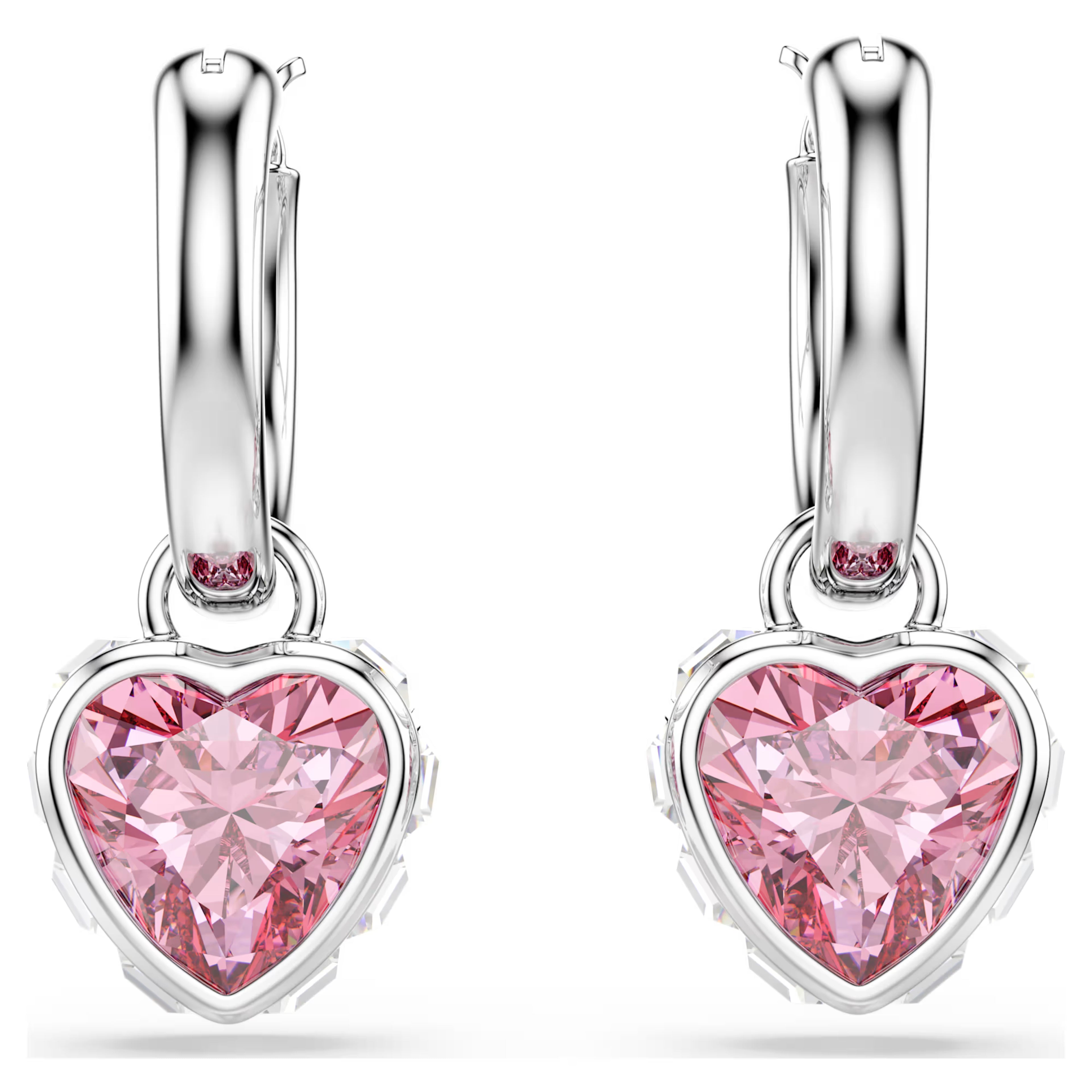Orecchini pendenti Chroma Cuore, Rosa, Placcato rodio