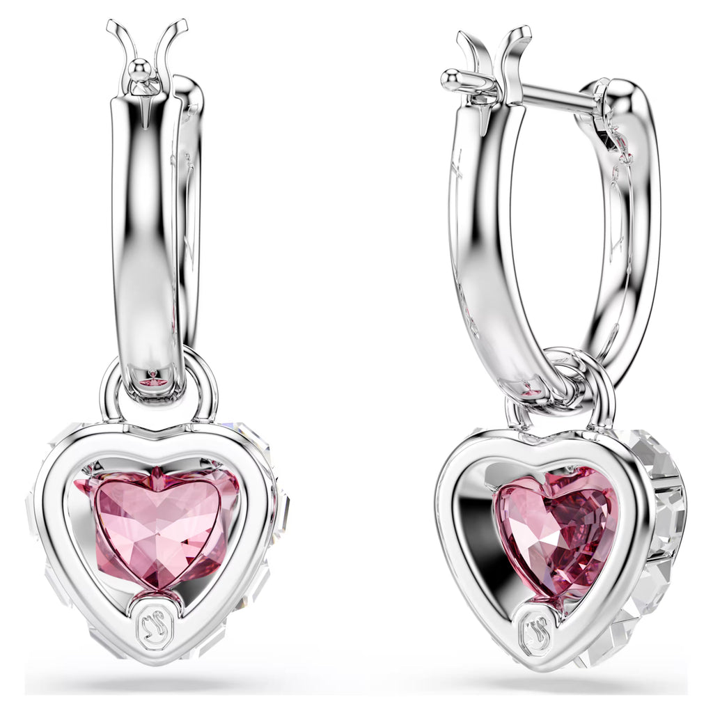 Orecchini pendenti Chroma Cuore, Rosa, Placcato rodio