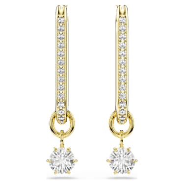 Orecchini pendenti Constella Taglio Round Bianchi Placcato color oro - ORECCHINI