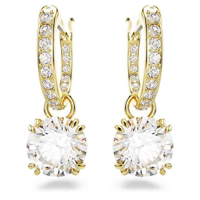 Orecchini pendenti Constella Taglio tondo, Bianchi, Placcato color oro