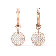 Orecchini pendenti Ginger Pavé, Bianchi, Placcato color oro rosa