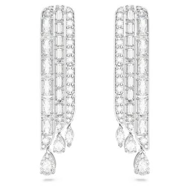 Orecchini pendenti Hyperbola Zirconia a zero emissioni di carbonio, Taglio misto, Bianchi, Placcato rodio