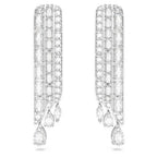 Orecchini pendenti Hyperbola Zirconia a zero emissioni di carbonio, Taglio misto, Bianchi, Placcato rodio