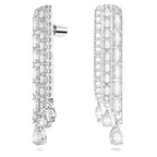 Orecchini pendenti Hyperbola Zirconia a zero emissioni di carbonio, Taglio misto, Bianchi, Placcato rodio