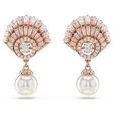 Orecchini pendenti Idyllia Conchiglia, Bianchi, Placcato color oro rosa