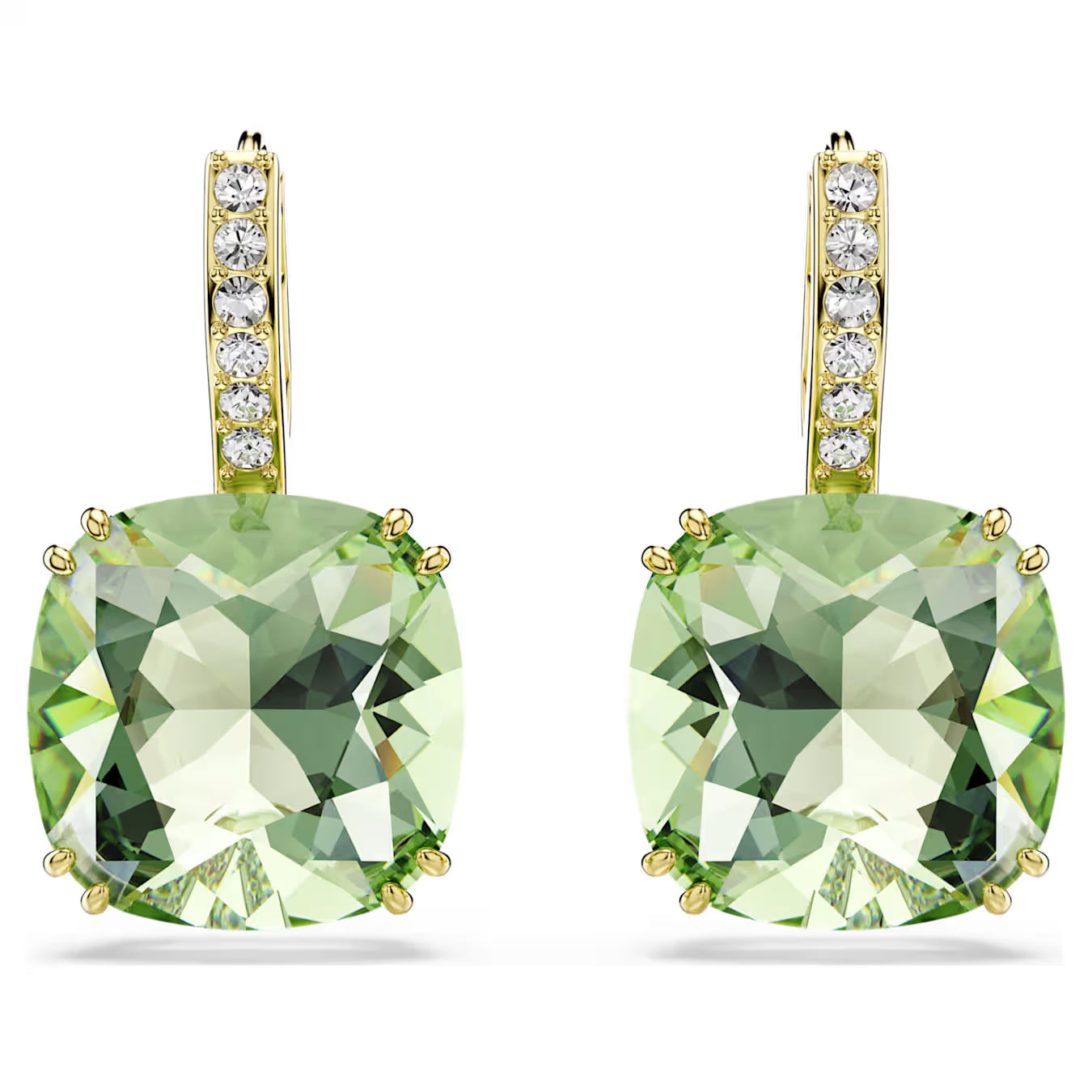 Orecchini pendenti Millenia Taglio Cushion, Verdi, Finitura oro 18K