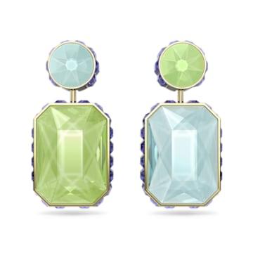 Orecchini pendenti Orbita Design asimmetrico, Taglio ottagonale, Multicolore, Placcato color oro