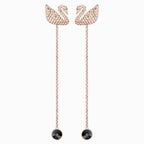 ORECCHINI SWAROVSKI ICONIC SWAN, MARRONE, PLACCATO ORO ROSA