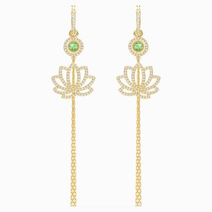 ORECCHINI SWAROVSKI SYMBOLIC LOTUS, VERDE, PLACCATO COLOR ORO