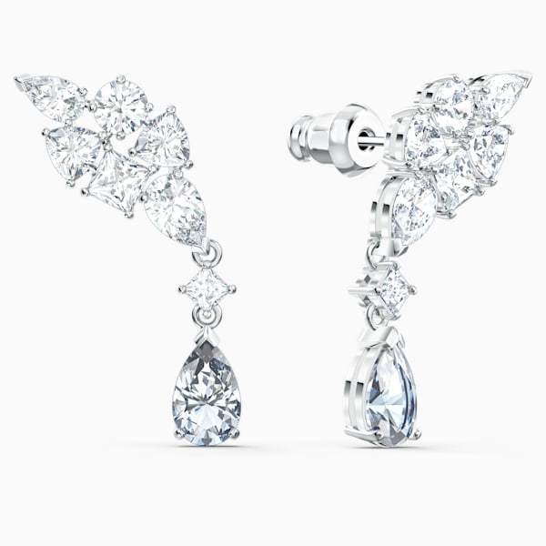 ORECCHINI TENNIS DELUXE CLUSTER MIXED, BIANCO, PLACCATO RODIO