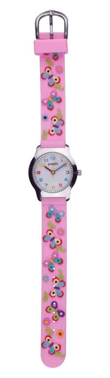 OROLOGIO BIMBA CON CINTURINO IN SILICONE CON FARFALLE COLORATE