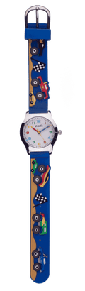 OROLOGIO BIMBO CON CINTURINO IN SILICONE CON TEMA MACCHINE SPORTIVE