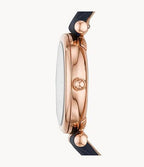 Orologio Carlie Mini a tre sfere con cinturino in pelle blu navy