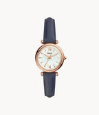 Orologio Carlie Mini a tre sfere con cinturino in pelle blu navy