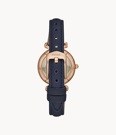 Orologio Carlie Mini a tre sfere con cinturino in pelle blu navy