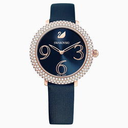 OROLOGIO CRYSTAL FROST, CINTURINO IN PELLE, AZZURRO, PVD ORO ROSA