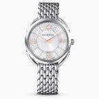 OROLOGIO CRYSTALLINE GLAM, BRACCIALE DI METALLO, BIANCO, ACCIAIO INOSSIDABILE