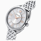 OROLOGIO CRYSTALLINE GLAM, BRACCIALE DI METALLO, BIANCO, ACCIAIO INOSSIDABILE