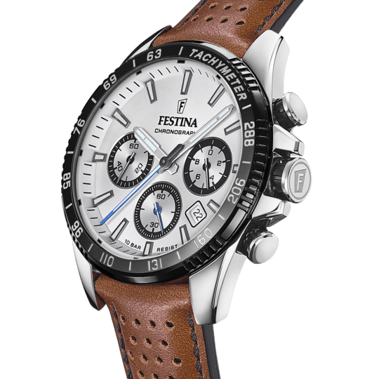 OROLOGIO FESTINA ARGENTO CON CINTURINO IN PELLE, UOMO