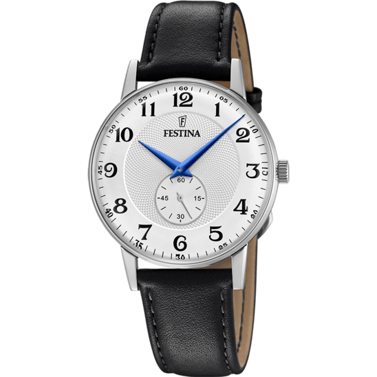 OROLOGIO FESTINA ARGENTO CON CINTURINO IN PELLE, UOMO