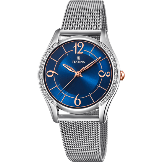 OROLOGIO FESTINA BLU CINTURINO IN ACCIAIO, DONNA