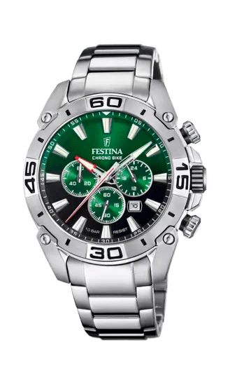 OROLOGIO FESTINA CHRONO BIKE 2021 F20543/3 VERDE BRACCIALE IN ACIAIO, UOMO