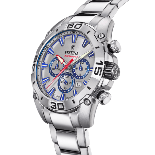 OROLOGIO FESTINA CHRONO BIKE F20543/1 GRIGIO ARGENTO CINTURINO IN ACCIAIO, UOMO