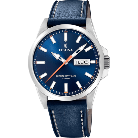 OROLOGIO FESTINA CLASSICS F20358/3 BLU CINTURINO IN PELLE, UOMO