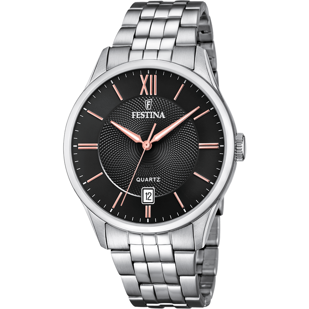 OROLOGIO FESTINA CLASSICS F20425/6 NERO CINTURINO IN ACCIAIO, UOMO